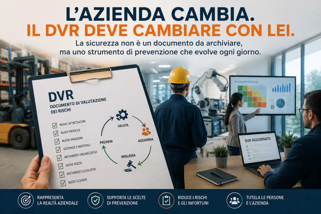 Documento di Valutazione dei Rischi con riferimenti a nuove attrezzature, processi, mansioni e rischi, in un contesto aziendale